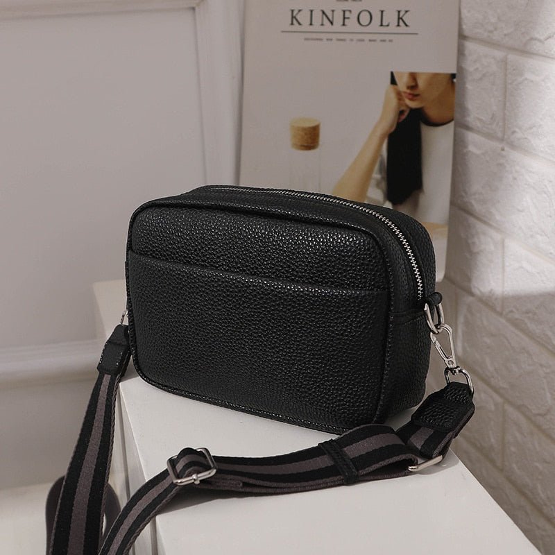 bags : Crossbody Tas Dames Crème - Medium 23cm Imitatieleer - Kunstleer in Zwart van Pantino