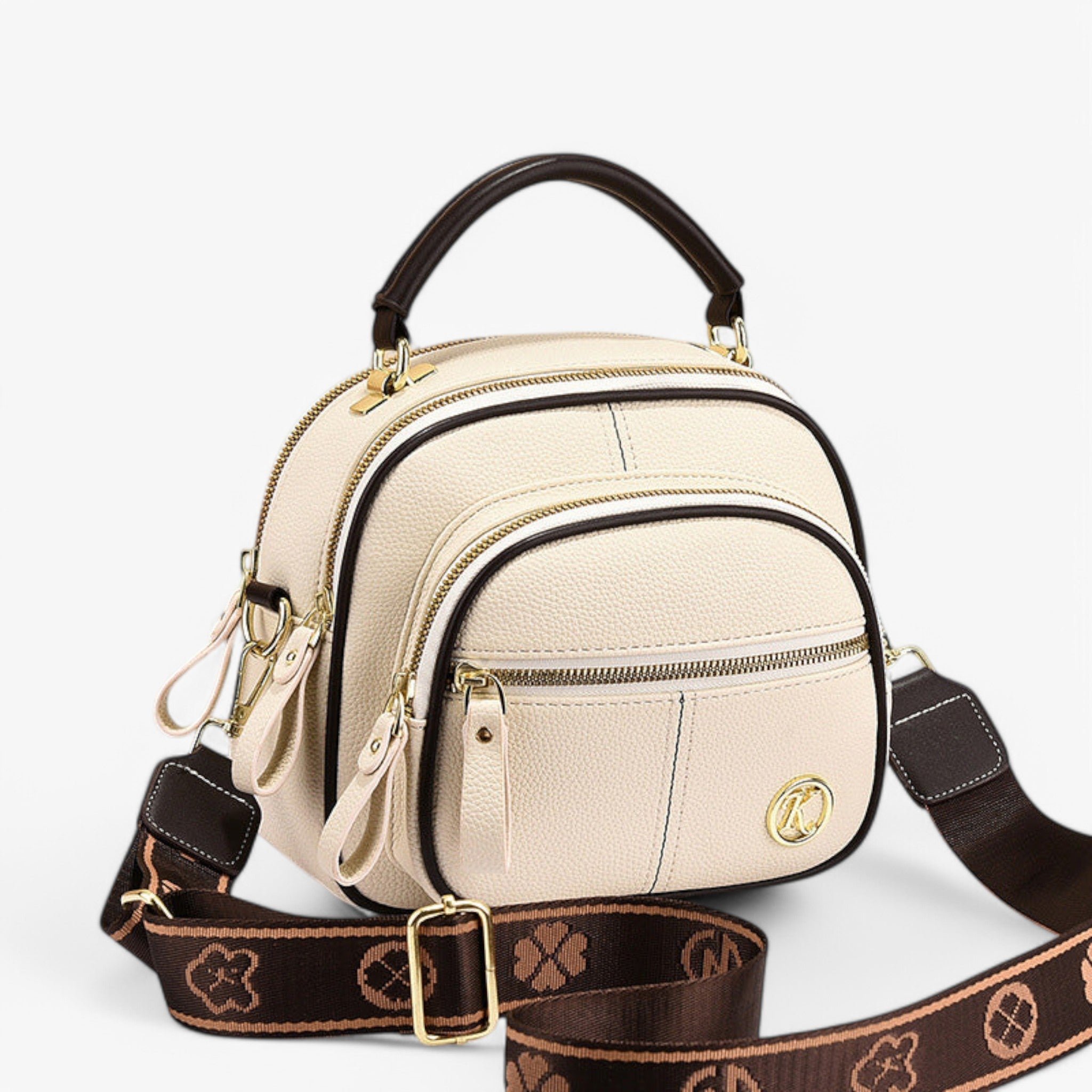 bags : LuciaCinghia Tas Dames Leer - Zwart in Beige van Pantino