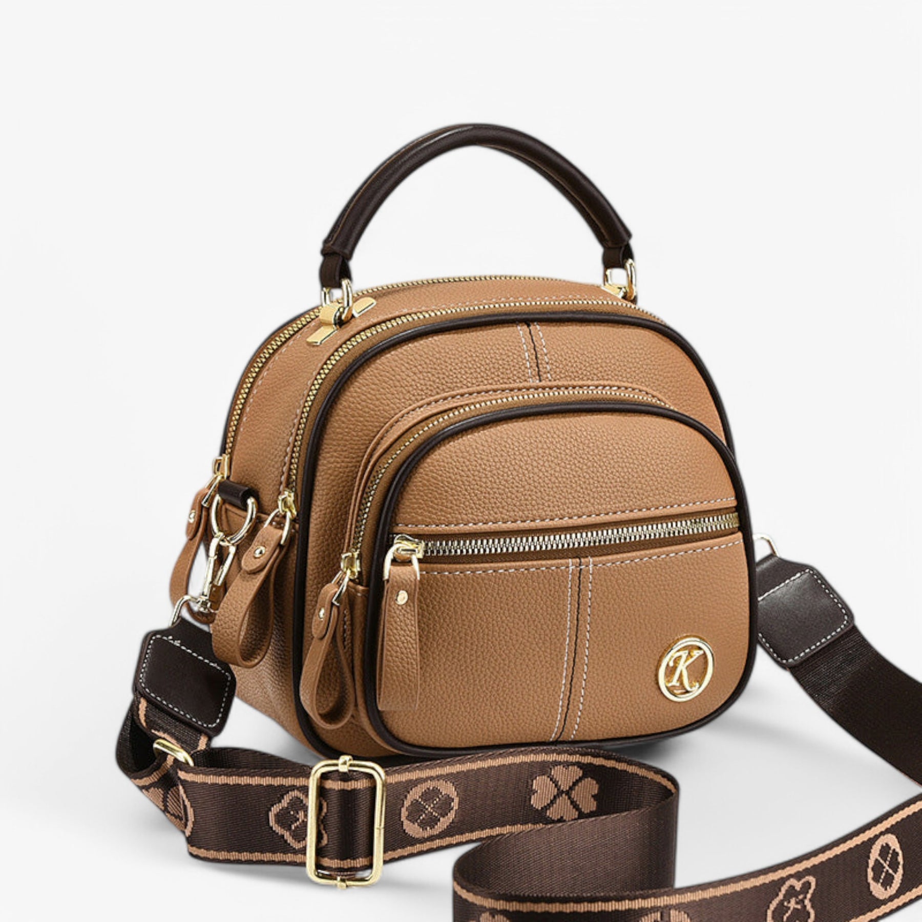 bags : LuciaCinghia Tas Dames Leer - Zwart in Khaki van Pantino