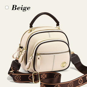 bags : BellaVita Leren Kruistas Dames Leer - Zwart in Beige van Pantino