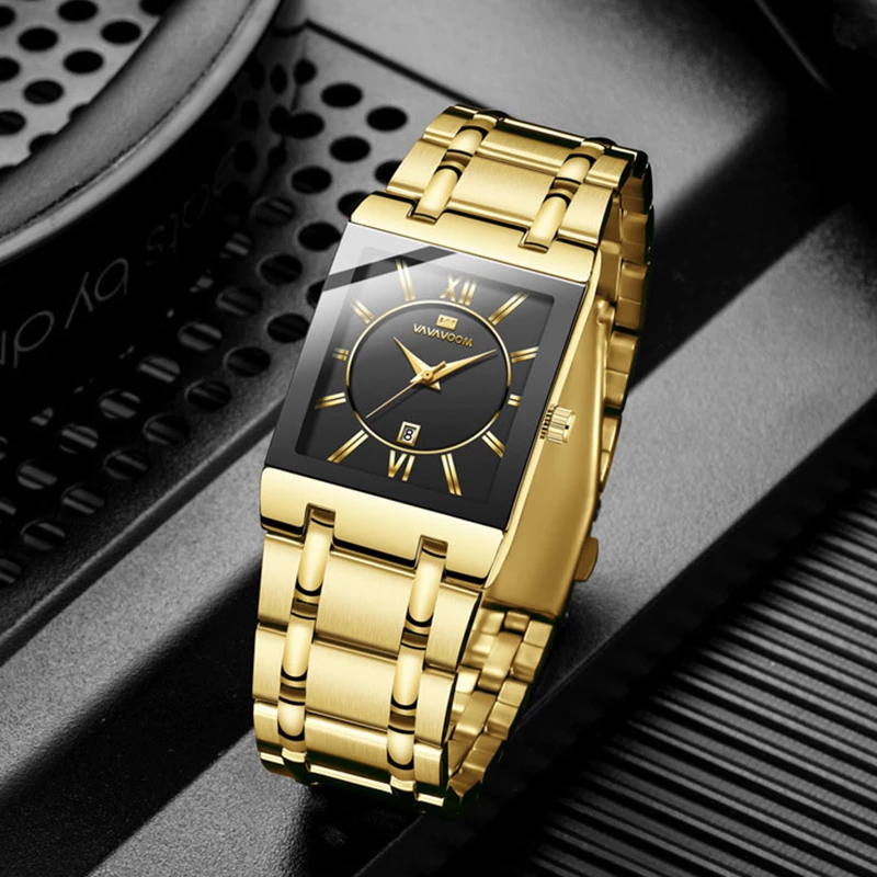 watches : Horloge Goud Zwart - Gouden Vierkant in Goud Zwart van Pantino