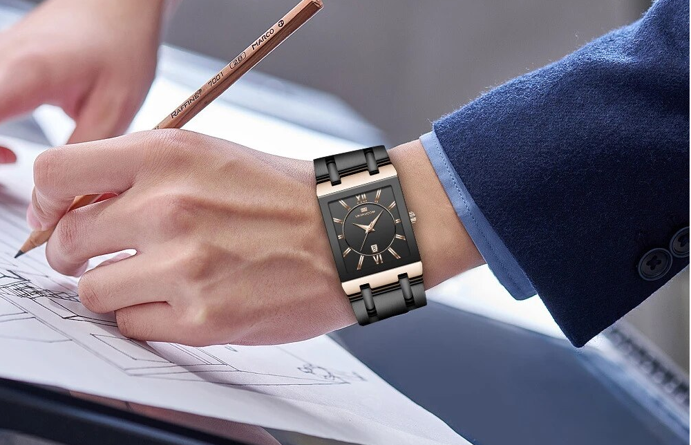 watches : Horloge Goud Zwart - Gouden Vierkant in van Pantino