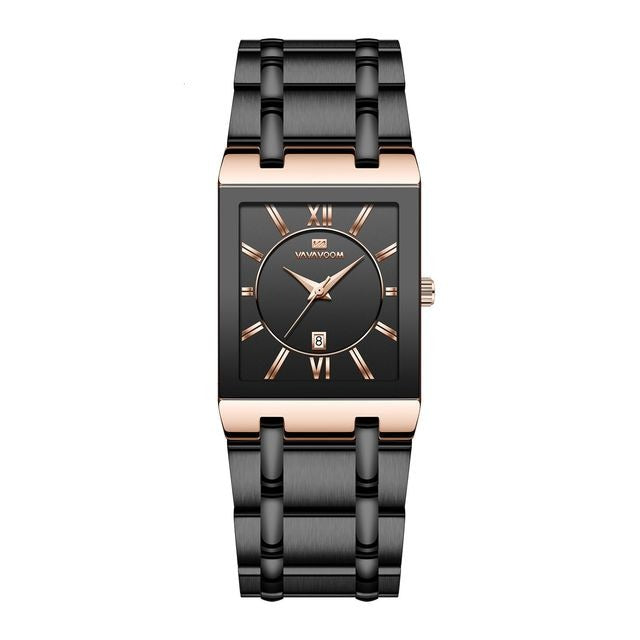 watches : Horloge Goud Zwart - Gouden Vierkant in Roségoud Zwart van Pantino