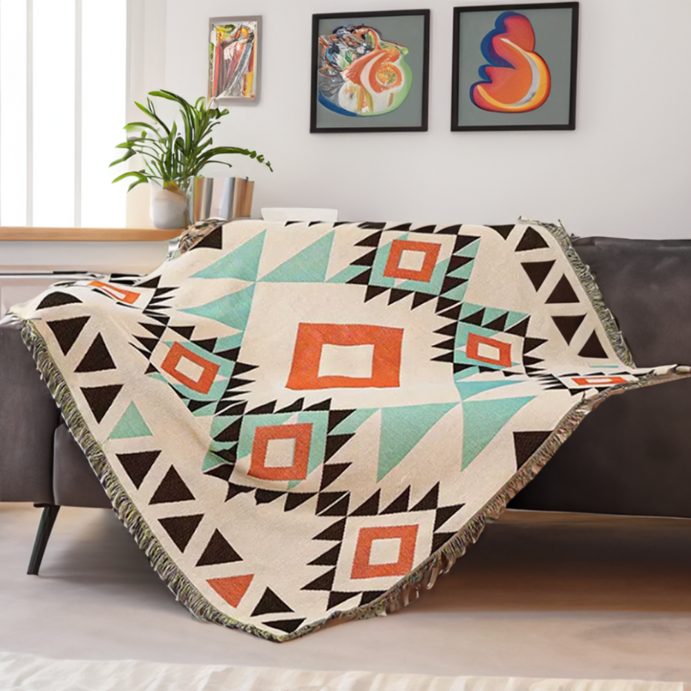 home & garden : Boheemse Tribale Tapijten - Azteek Wit in Azteek Wit van Pantino