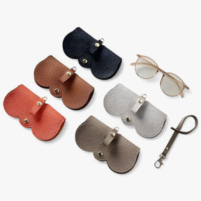 Eyeglass Case : Bril Zwart - Sun Cover - Leren Etui met Kliksluiting voor in van Pantino