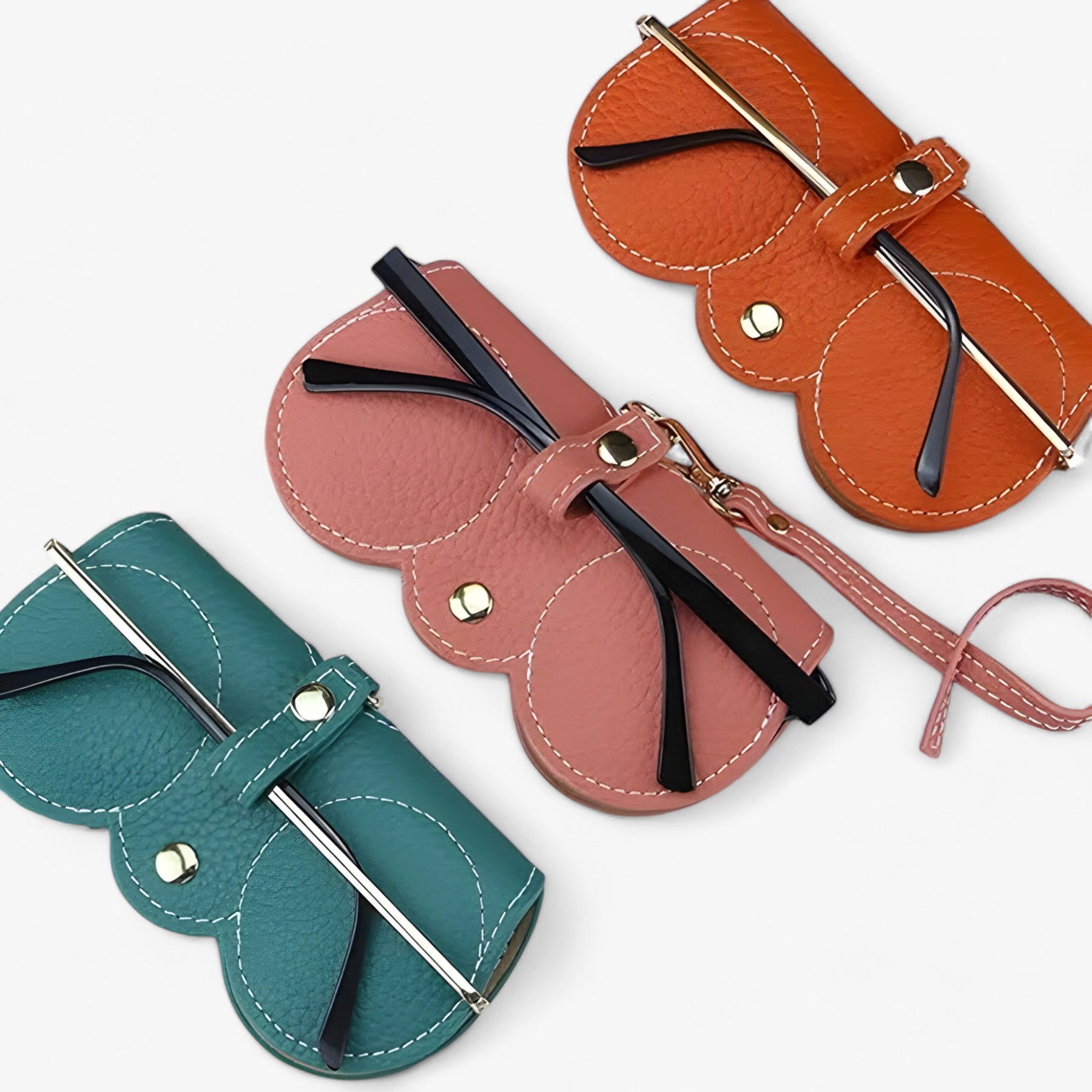 Eyeglass Case : Bril Zwart - Sun Cover - Leren Etui met Kliksluiting voor in van Pantino