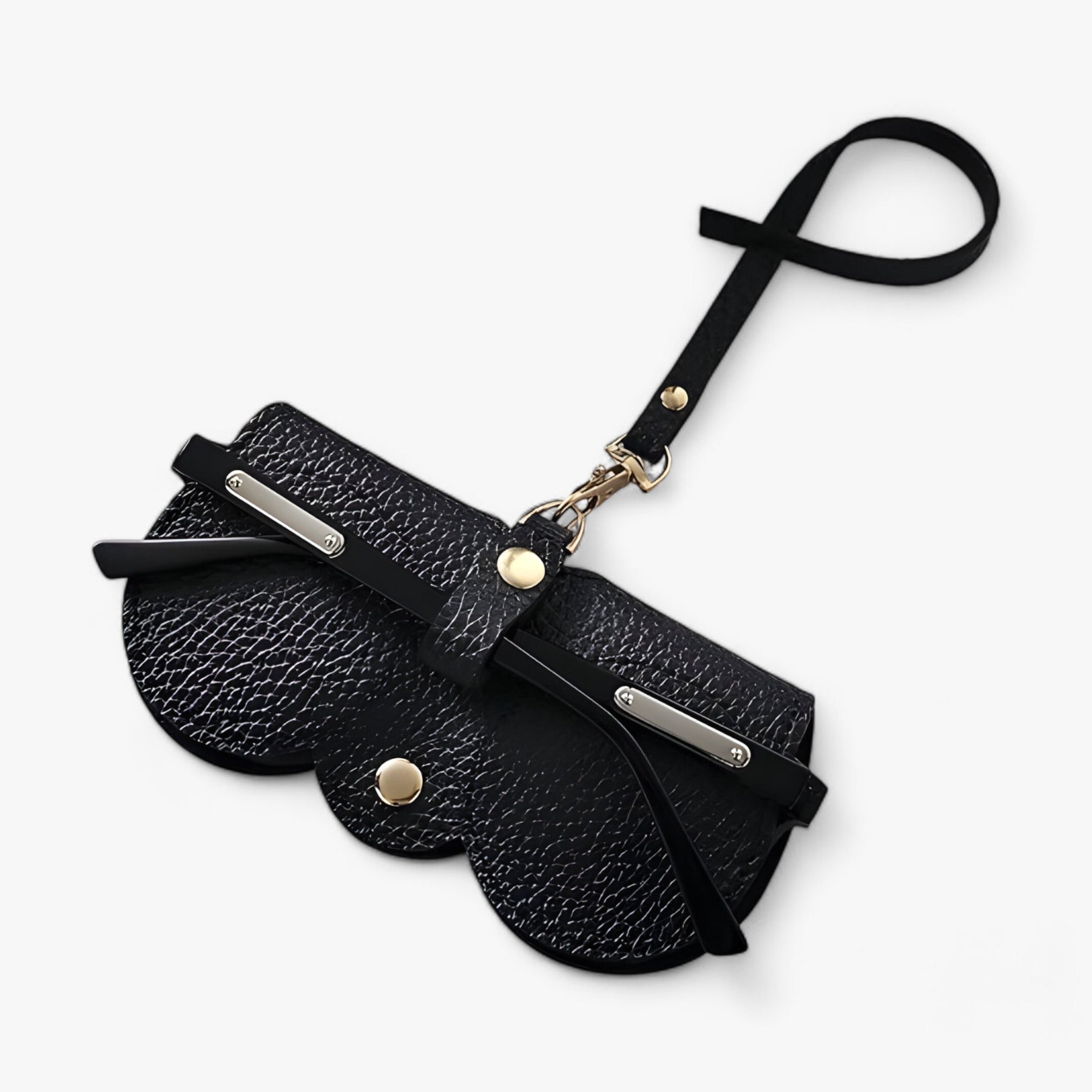 Eyeglass Case : Bril Zwart - Sun Cover - Leren Etui met Kliksluiting voor in Zwart van Pantino