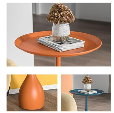 home & garden : Rond Metalen Tafel met Voetstuk - Middeleeuwse Bijzettafel in Moderne Stijl - Wit in van Pantino