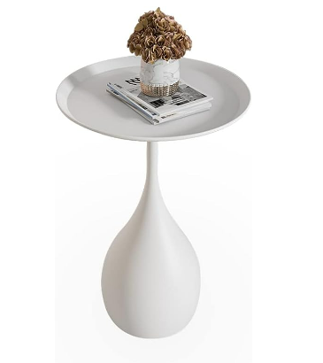home & garden : Rond Metalen Tafel met Voetstuk - Middeleeuwse Bijzettafel in Moderne Stijl - Wit in van Pantino