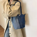 Schoudertas Dames Donkerblauw - Casual Denim Patchwork Design - Denim