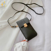 bags : Telefoontasje met Touchscreen over Schouder van Veganistisch Leer - Lichtgrijs in Donkergrijs van Pantino