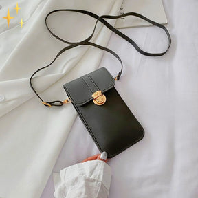 bags : Telefoontasje met Touchscreen over Schouder van Veganistisch Leer - Lichtgrijs in Donkergrijs van Pantino