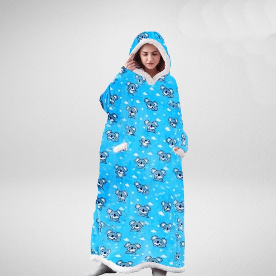 home & garden : Hoodie Deken Fleece Plaid met Mouwen - Donkerblauw in Koala blauw van Pantino