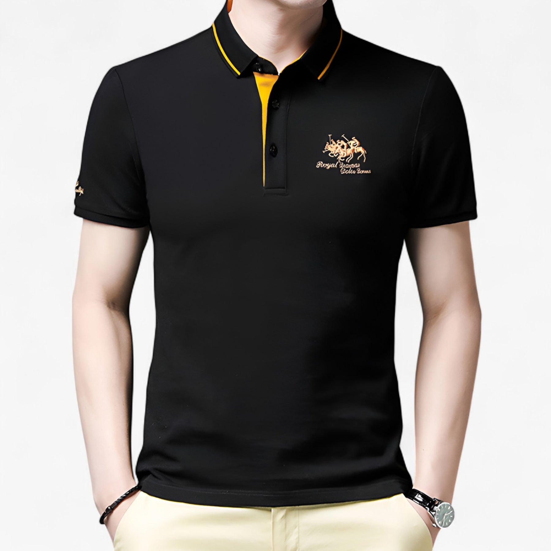 Polo Shirt : Heren Polo Zwart - Ademend Katoen Piqué voor Comfort Fit & Duurzaamheid in van Pantino