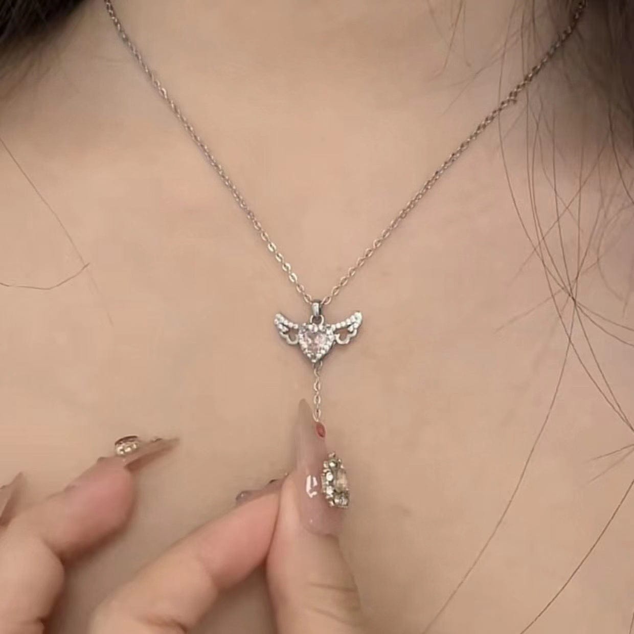 Necklace : Ketting Zilver - Elegante Engel Vleugels in van Pantino