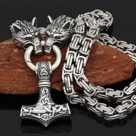 men's necklace : Hanger Hamer van Thor - Mjolnir Ketting Heren, RVS 50cm in 50cm van Pantinoshop