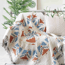 home & garden : Timber Geweven Rustiek Tapijt - Blauw en Oranje in Blauw en oranje van Pantino
