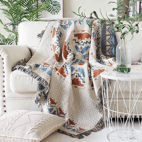 home & garden : Timber Geweven Rustiek Tapijt - Blauw en Oranje in van Pantino