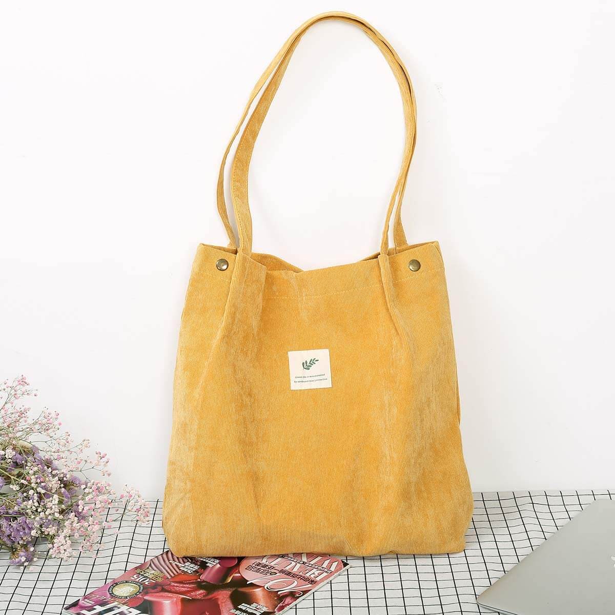 bags : Corduroy Schoudertas Dames Geel - Vrijetijdststas in van Pantino