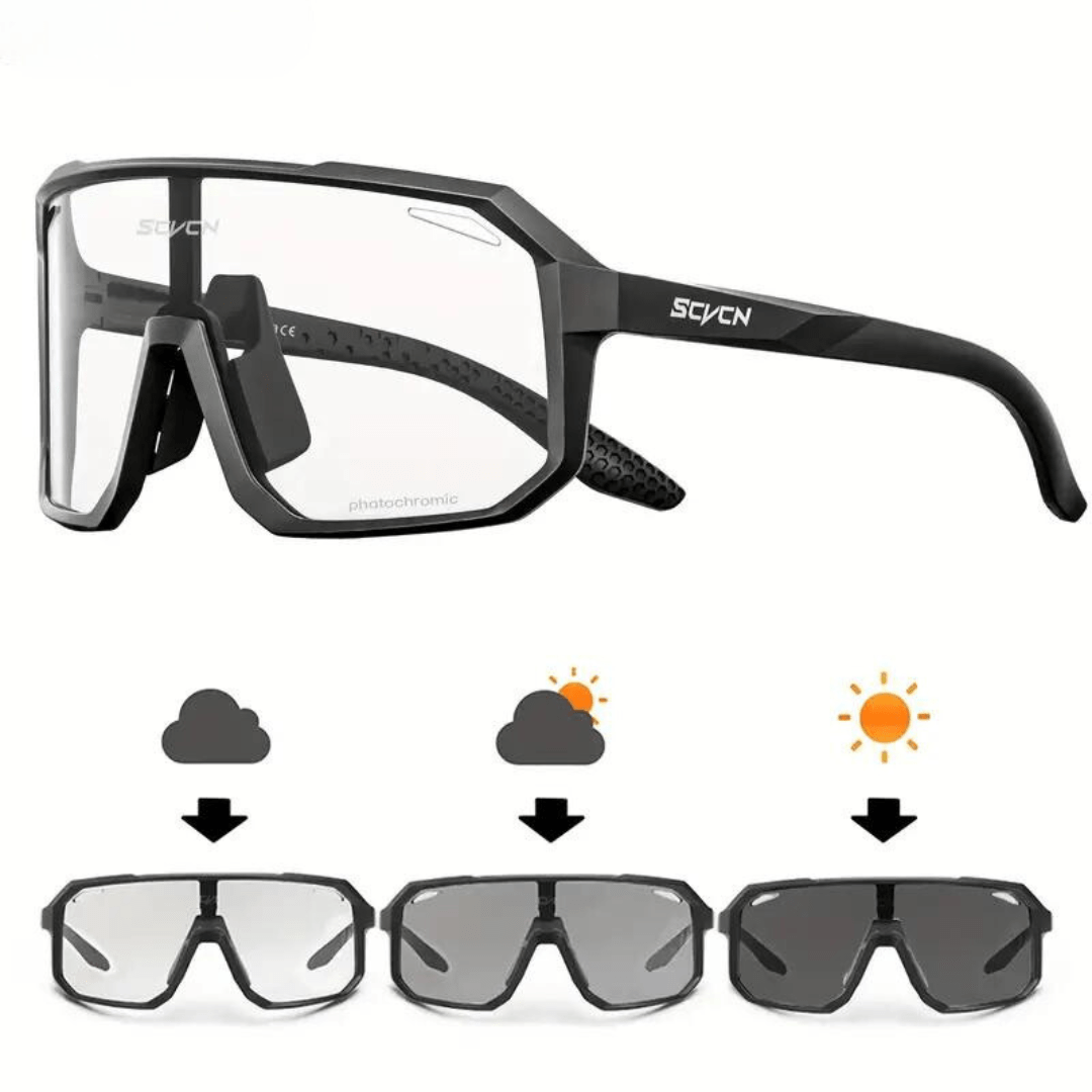 Cycling Sunglasses : Zonnebril Zwart - TrailBlaze Fotochromatische - Gemaakt voor Fietsen in van Pantino