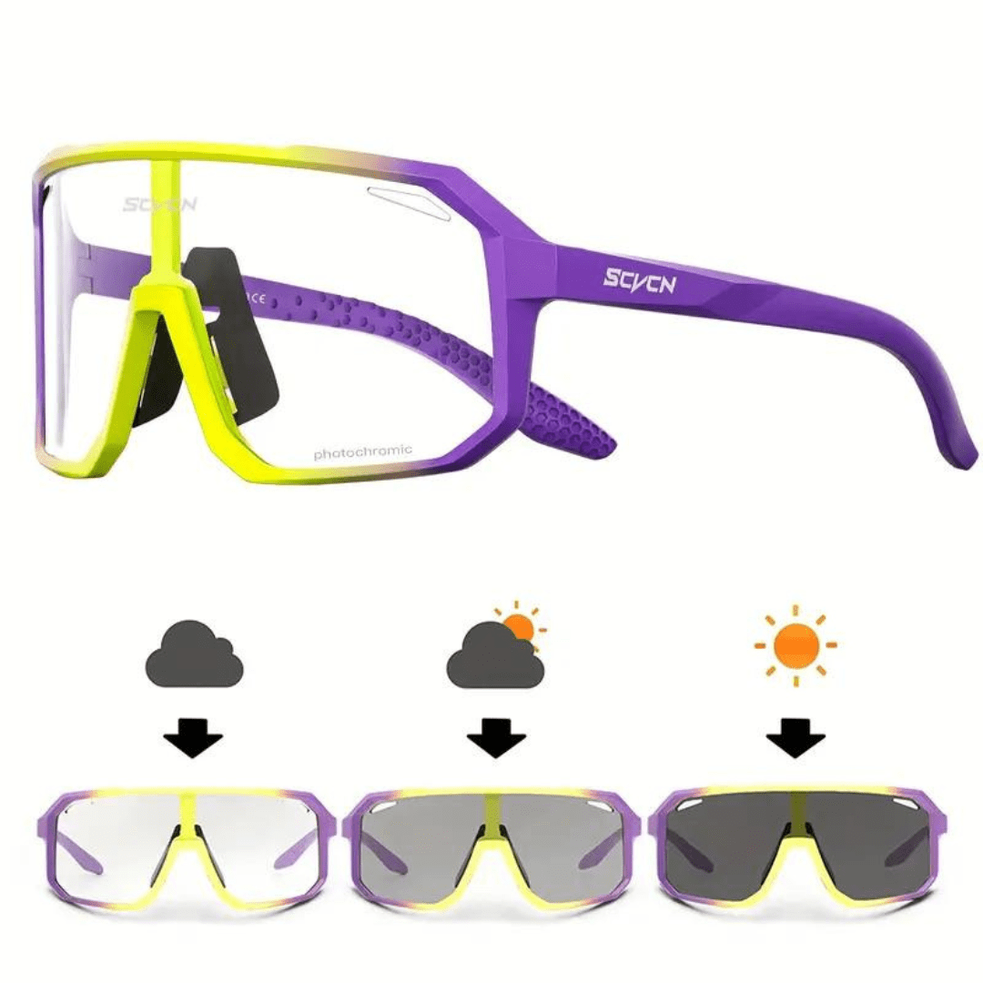 Cycling Sunglasses : Zonnebril Zwart - TrailBlaze Fotochromatische - Gemaakt voor Fietsen in van Pantino