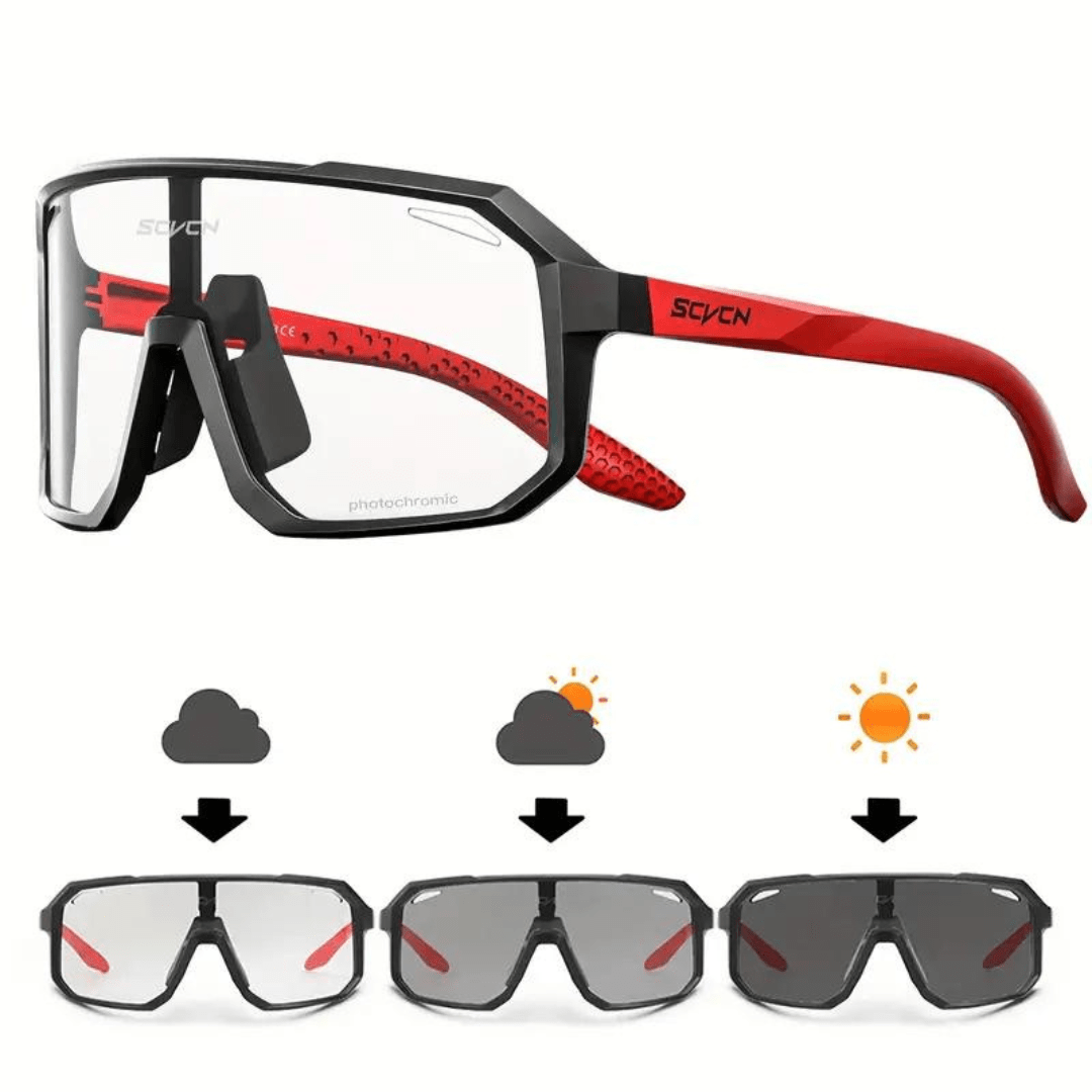 Cycling Sunglasses : Zonnebril Zwart - TrailBlaze Fotochromatische - Gemaakt voor Fietsen in van Pantino