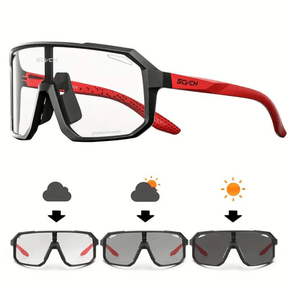Cycling Sunglasses : Zonnebril Zwart - TrailBlaze Fotochromatische - Gemaakt voor Fietsen in van Pantino