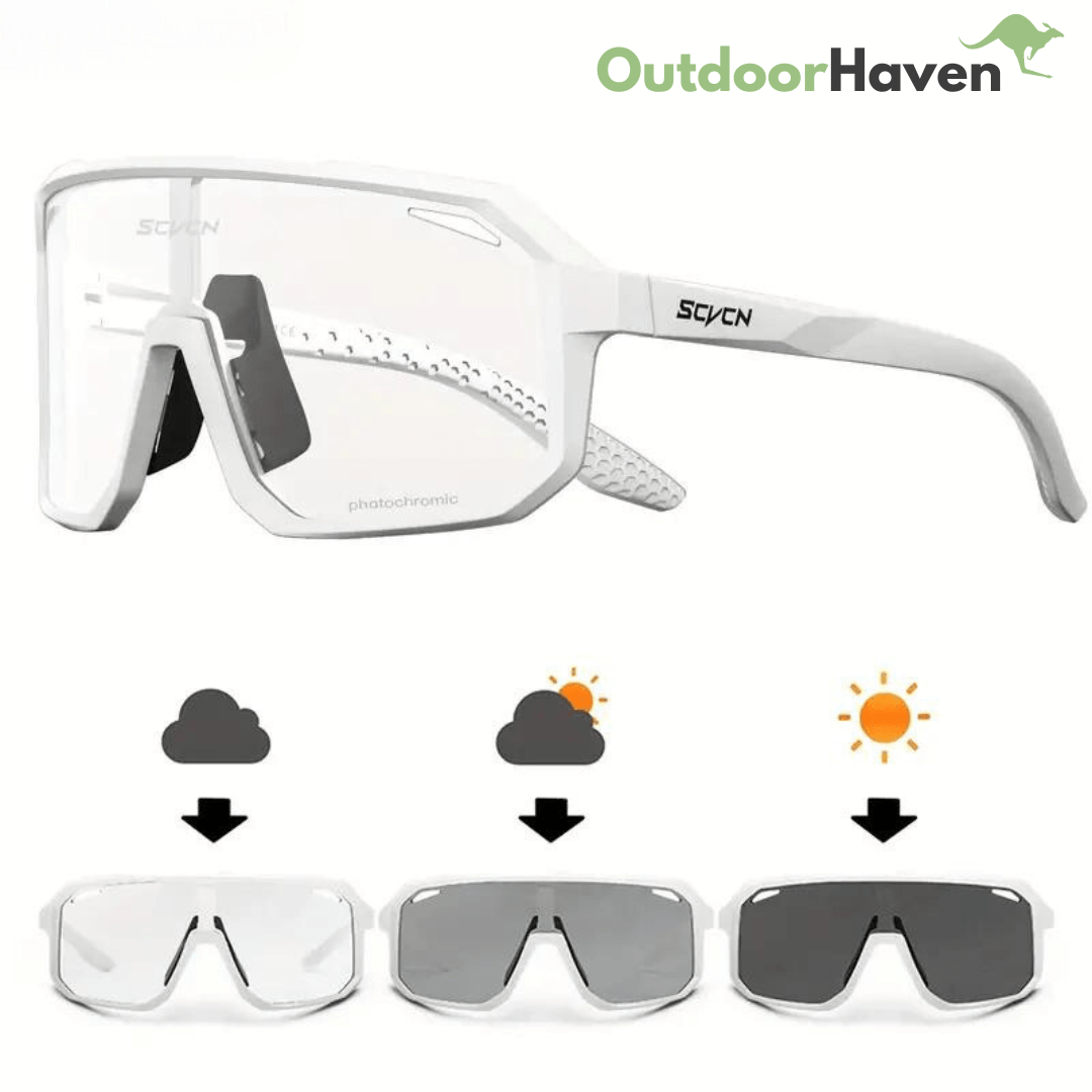 Cycling Sunglasses : Zonnebril Zwart - TrailBlaze Fotochromatische - Gemaakt voor Fietsen in van Pantino