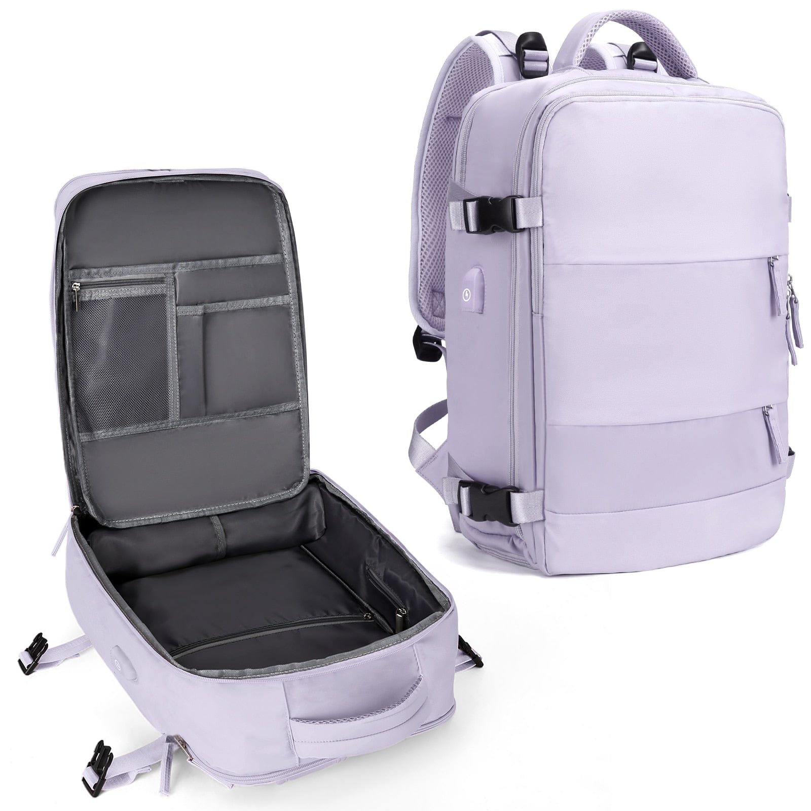 bags : Rugzak Legergroen - TravelBag - Laptop Flight Approved in Lilac Dreams van Pantino