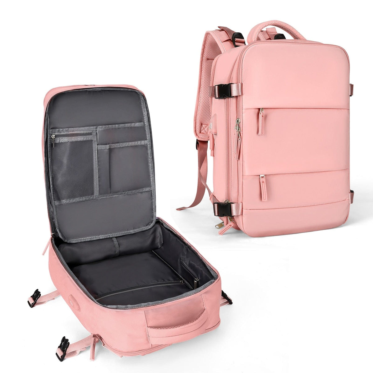 bags : Rugzak Legergroen - TravelBag - Laptop Flight Approved in Roze van Pantino