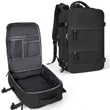 bags : Rugzak Legergroen - TravelBag - Laptop Flight Approved in Zwart van Pantino