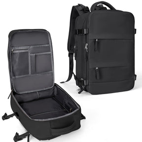 bags : Rugzak Legergroen - TravelBag - Laptop Flight Approved in Zwart van Pantino