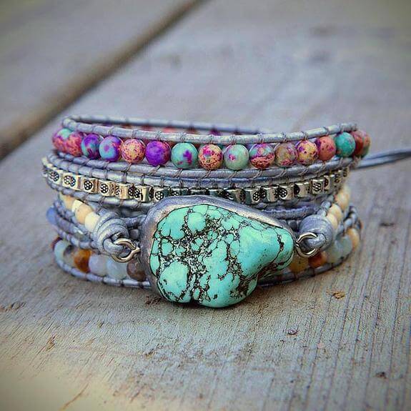 Bracelet : Armband Kinderen Turquoise - Helende Beschermings Wikkel in van Pantino