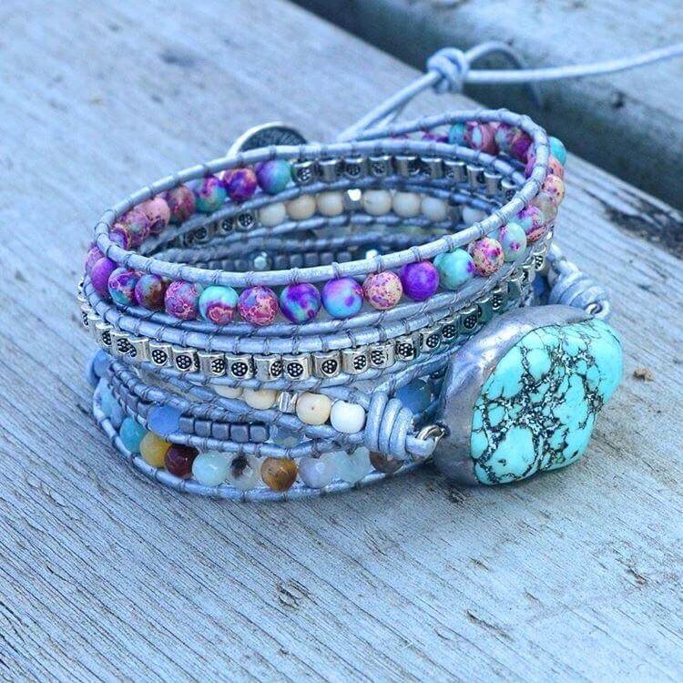 Bracelet : Armband Kinderen Turquoise - Helende Beschermings Wikkel in van Pantino
