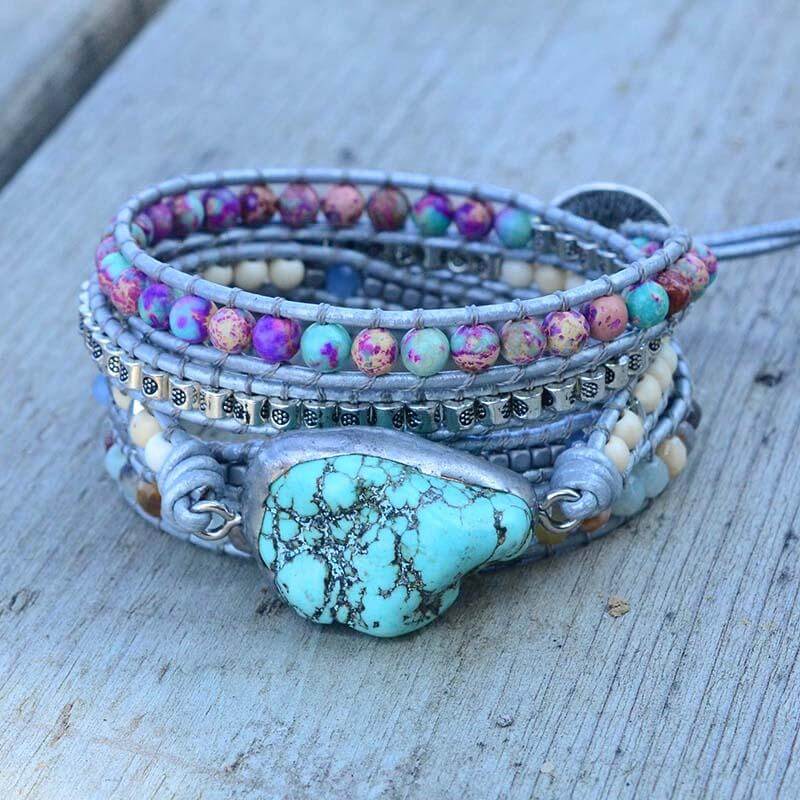 Bracelet : Armband Kinderen Turquoise - Helende Beschermings Wikkel in van Pantino