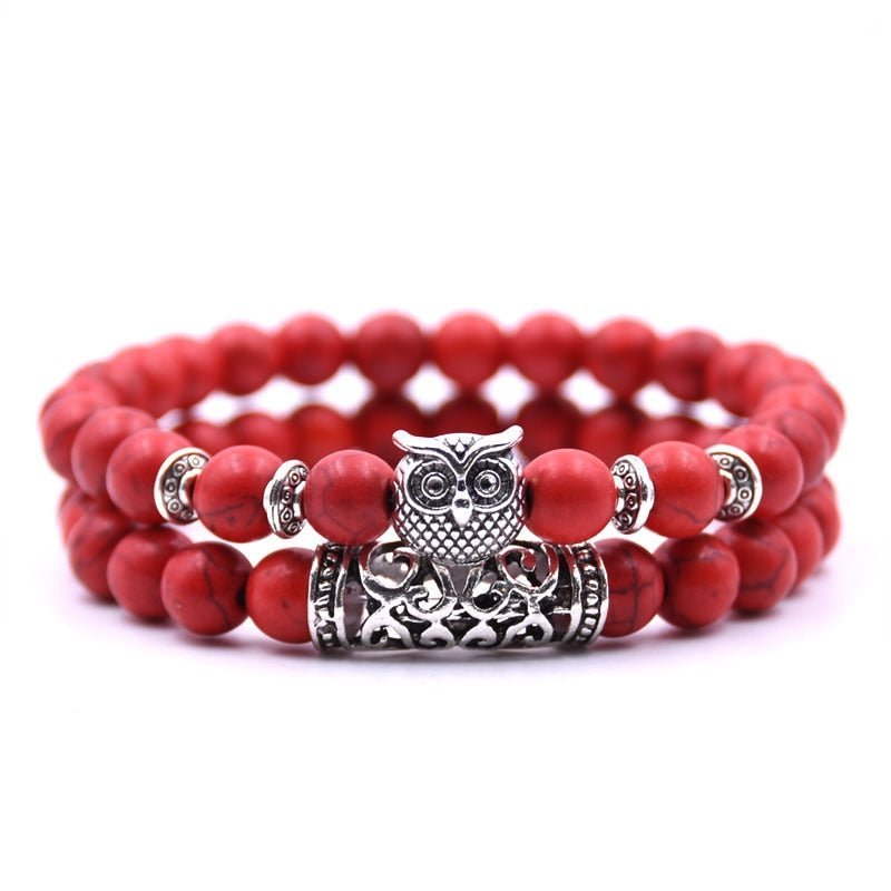 Bracelet : Uilen Kralen Armband Unisex - Spiritueel Symbolisch Design - Kralen in van Pantino