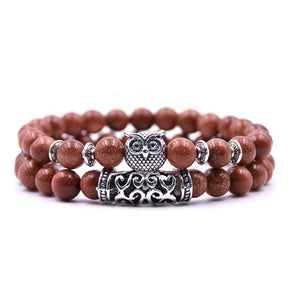 Bracelet : Uilen Kralen Armband Unisex - Spiritueel Symbolisch Design - Kralen in van Pantino