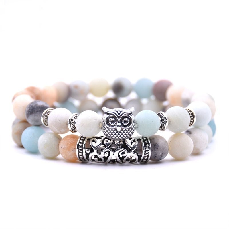 Bracelet : Uilen Kralen Armband Unisex - Spiritueel Symbolisch Design - Kralen in van Pantino