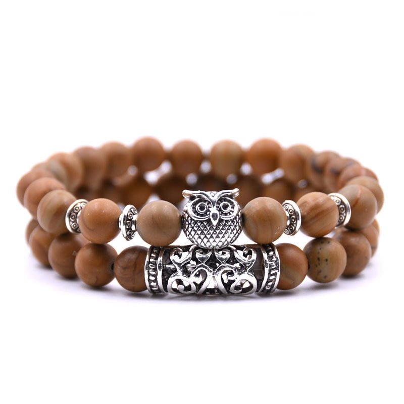 Bracelet : Uilen Kralen Armband Unisex - Spiritueel Symbolisch Design - Kralen in van Pantino