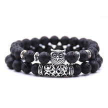 Bracelet : Uilen Kralen Armband Unisex - Spiritueel Symbolisch Design - Kralen in Zwart van Pantino