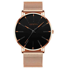 Watch : Montre Homme Geneva Quartz Ultra-Fine Argent Acier Inoxydable Élégante Minimaliste 40mm in Rose Orange van Pantino