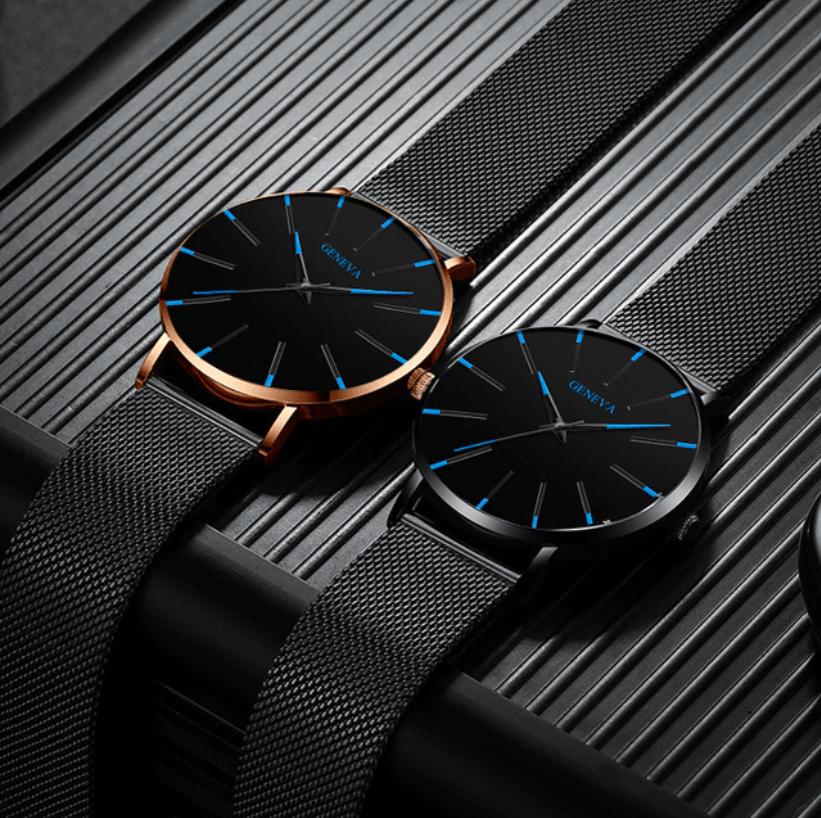 watches : Heren Horloge Zwart Ultra-Dun Quartz - Stijlvol Zakelijk Polshorloge met Leren Band in van Pantino