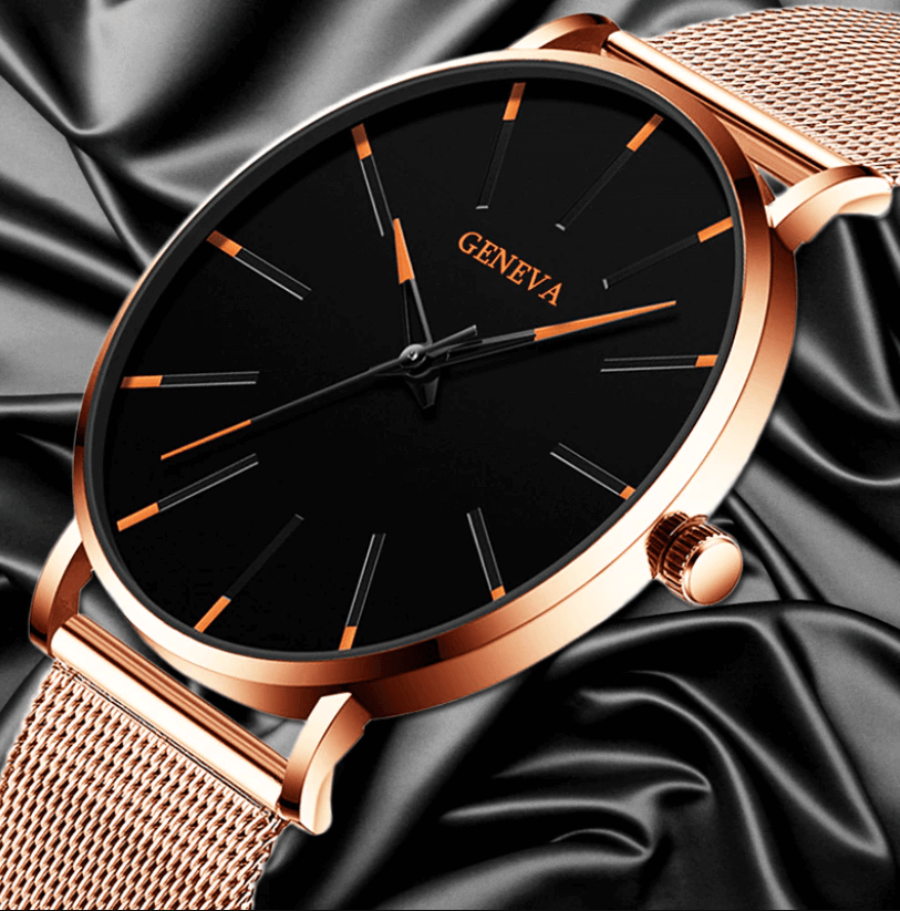 watches : Heren Horloge Zwart Ultra-Dun Quartz - Stijlvol Zakelijk Polshorloge met Leren Band in van Pantino