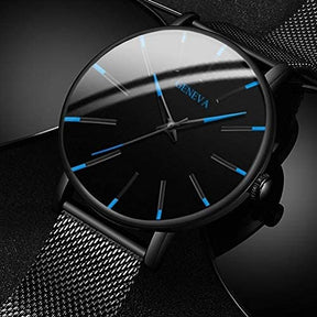 watches : Heren Horloge Zwart Ultra-Dun Quartz - Stijlvol Zakelijk Polshorloge met Leren Band in van Pantino