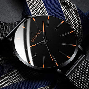 watches : Heren Horloge Zwart Ultra-Dun Quartz - Stijlvol Zakelijk Polshorloge met Leren Band in van Pantino