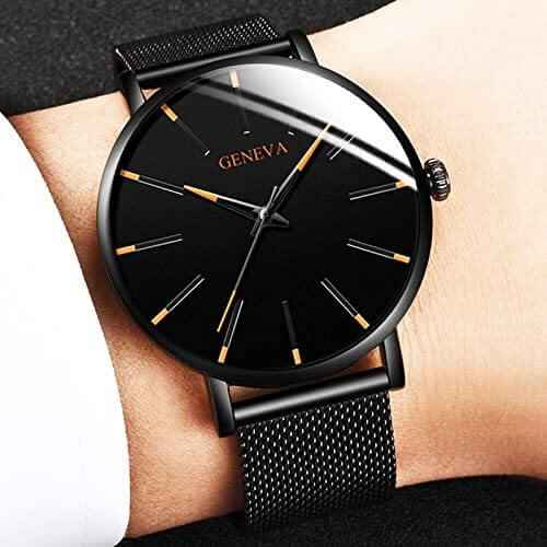 Watch : Montre Homme Geneva Quartz Ultra-Fine Argent Acier Inoxydable Élégante Minimaliste 40mm in van Pantino