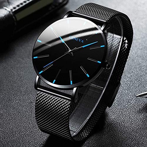 watches : GENEVA | Mannen Ultra-Dun Zaken Horloge (Copy 7-9) in Zwart Blauw van Pantino