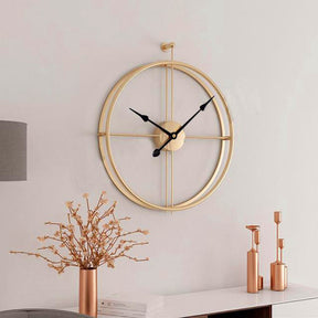 home & garden : Nordic Wandklok - Hedendaagse Wandklok - Verfraait Uw Ruimte met Scandinavische Charme in Gouden horloge met zwarte wijzer van Pantino