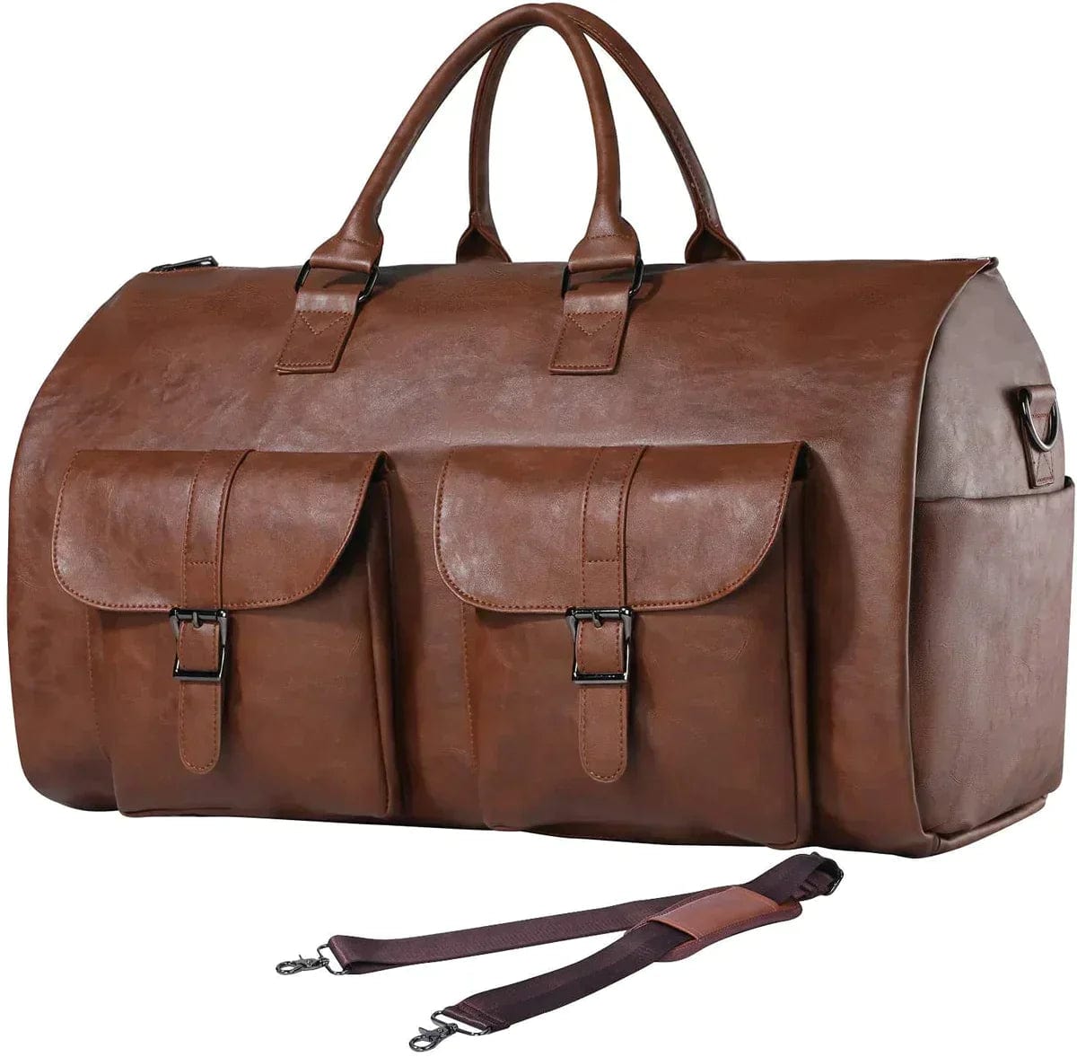 bags : Converteerbare Kledingtas - Bruin Leer - Weekendtas Heren in LEER - BRUIN van Pantino