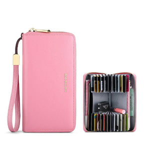 bags : Portemonnee Unisex Bruin (Voor Heren) - Rfid Lange in ROZE (VOOR VROUWEN) van Pantino